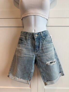 AG Adriano Goldschmied Nikki Relaxed Skinny Shorts Light Wash Distressed NWT 27
